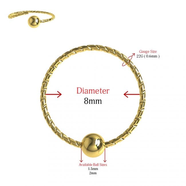 9K Gold Laser Cut BCR Nose Hoop Ring