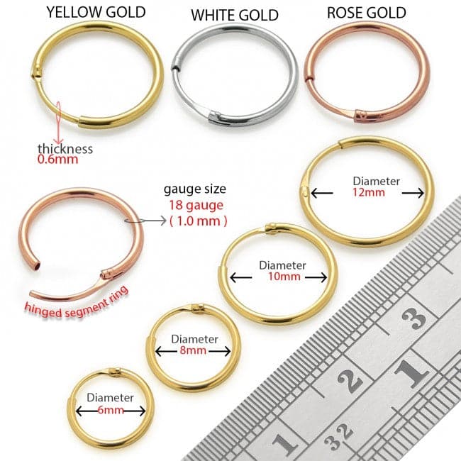 9K Gold Classic Hinged Segment Hoop Nose Ring
