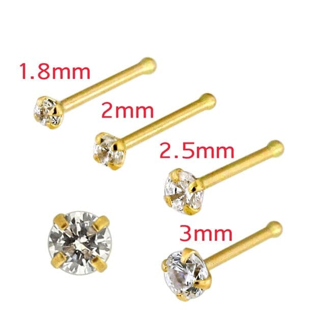 9K Gold CZ Prong Setting Nose Stud