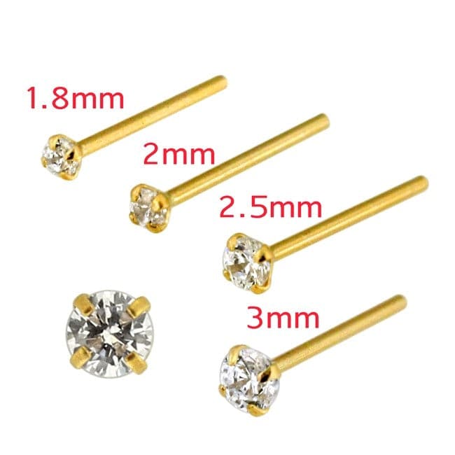 9K Gold CZ Prong Setting Nose Stud