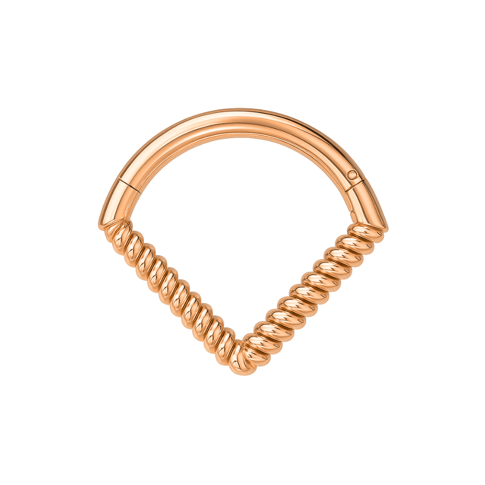 925 Sterling Silver Twisted V-Shape Hinged Braided Segment Clicker Ring