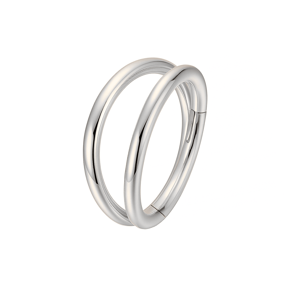 925 Sterling Silver Double Row Segment Clicker Ring
