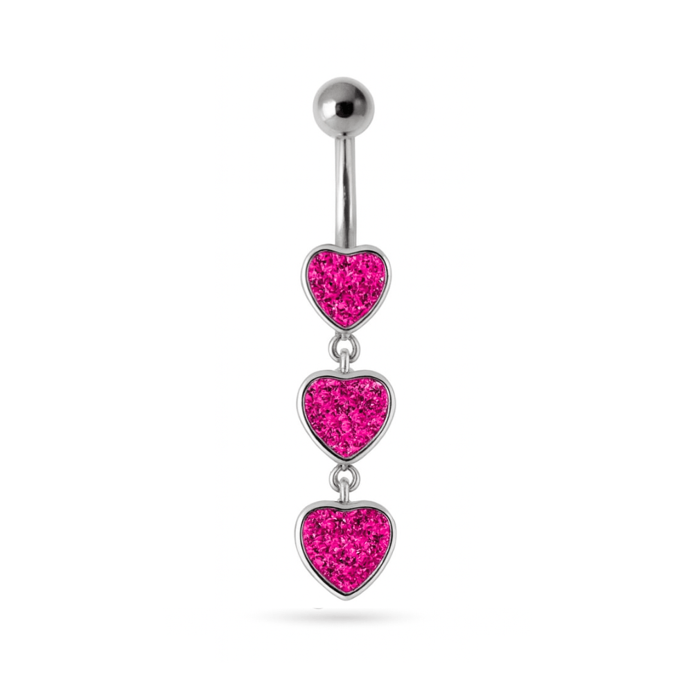 925 Sterling Silver Fancy Multi Jewelled Heart Dangling Belly Ring