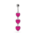 925 Sterling Silver Fancy Multi Jewelled Heart Dangling Belly Ring