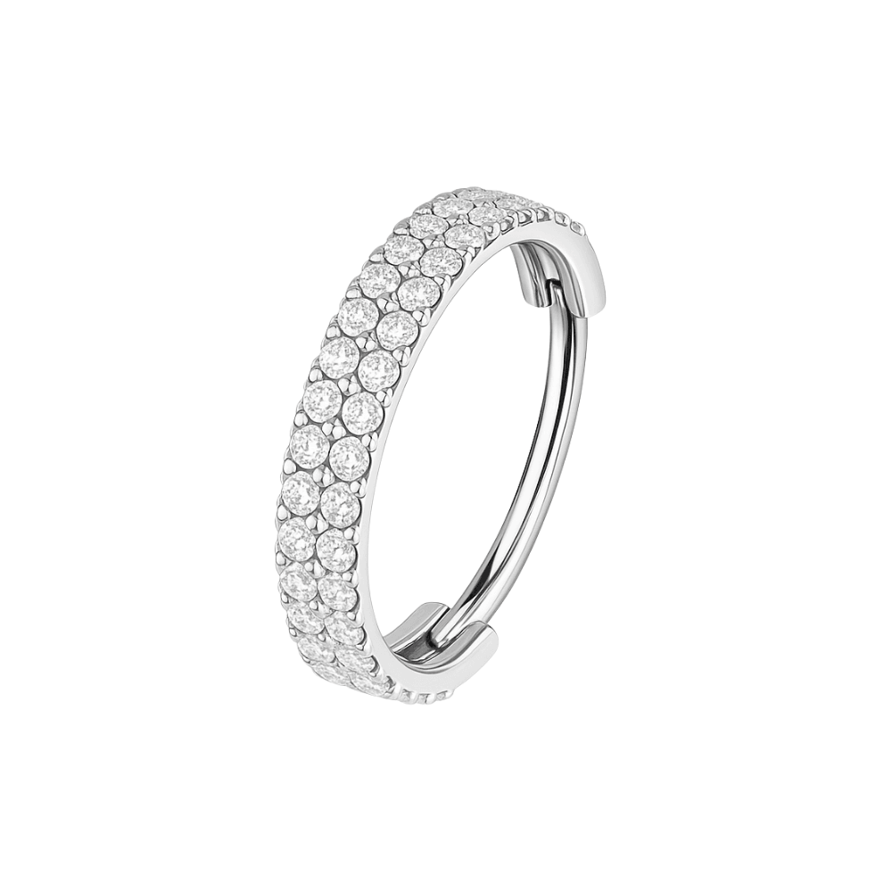 316L Surgical Steel Double Row Crystal Hinged Clicker Segment Ring