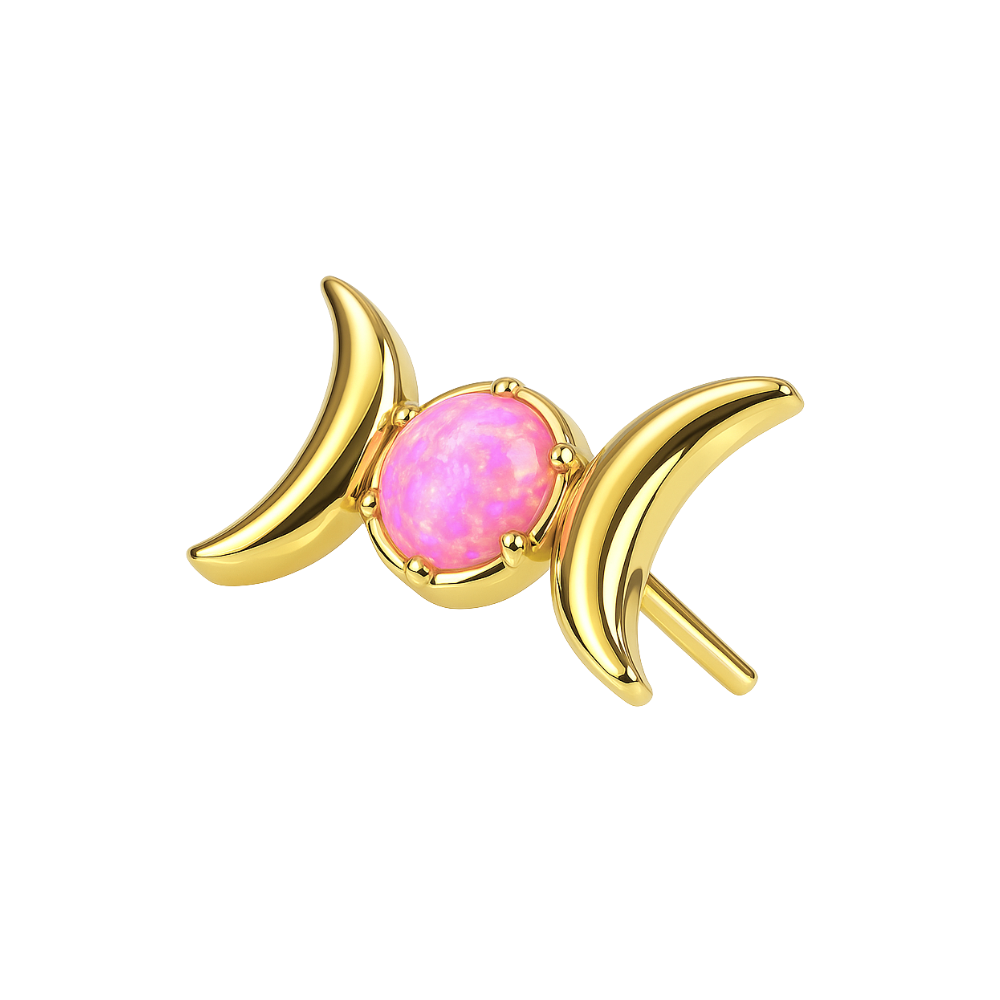 G23 Titanium Opal Jewelled Celestial Moon Phase Threadless Top