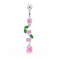 925 Sterling Silver Fancy Multi Jewelled Fairy Dangling Body Jewellery Belly Ring