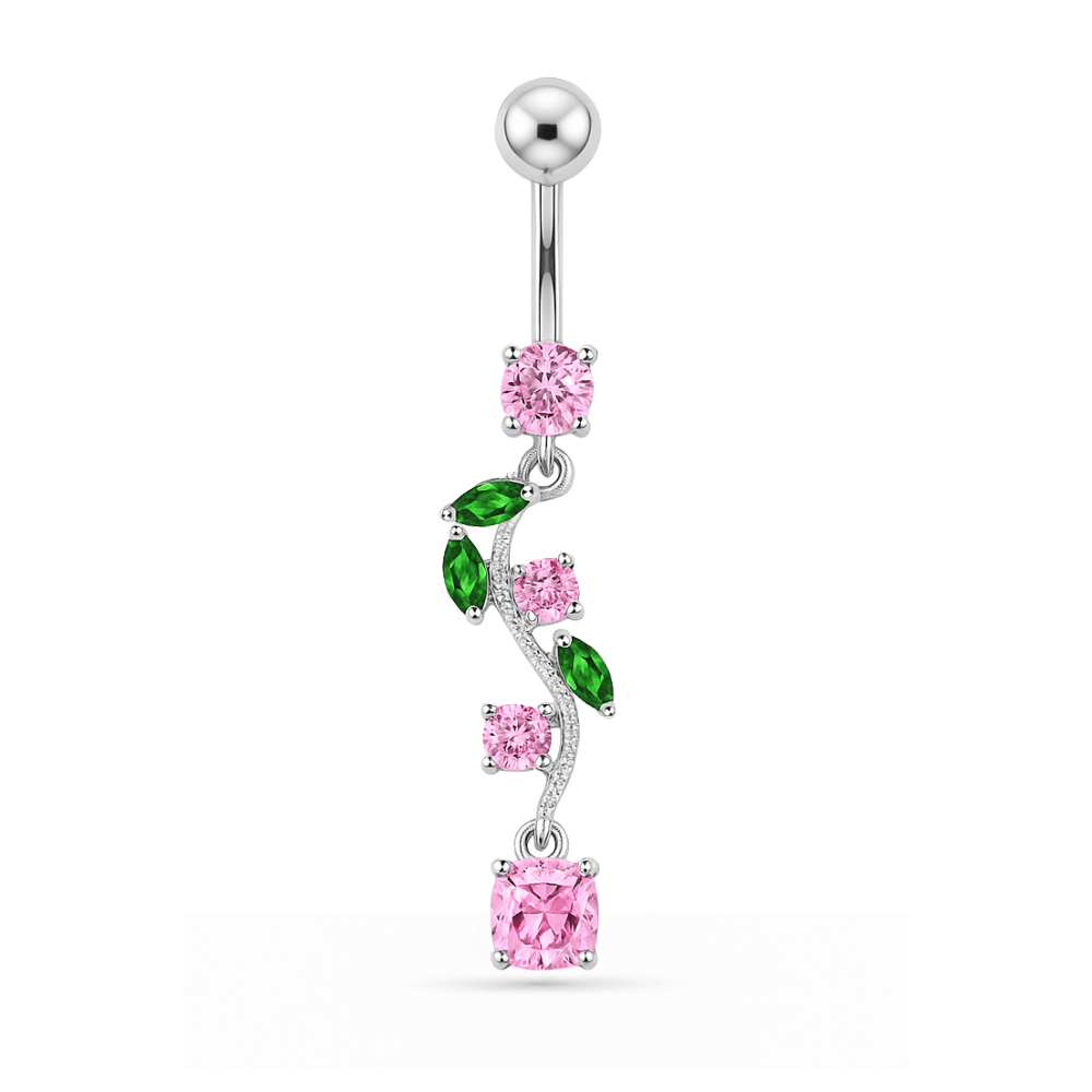 925 Sterling Silver Fancy Multi Jewelled Fairy Dangling Body Jewellery Belly Ring