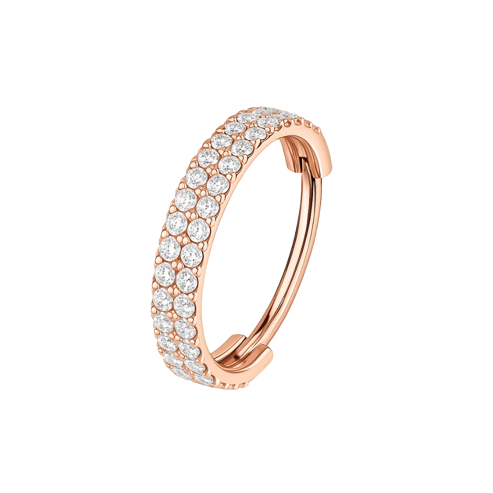 316L Surgical Steel Double Row Crystal Hinged Clicker Segment Ring