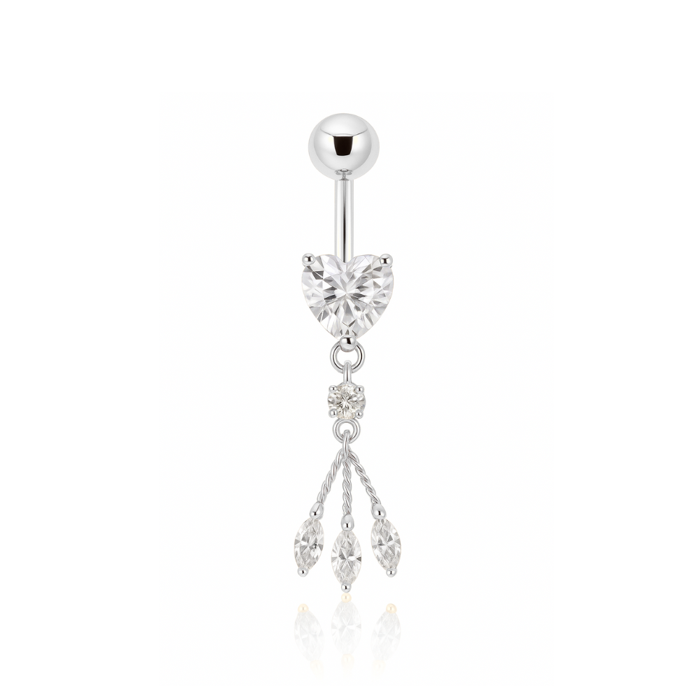 925 Sterling Silver Heart Belly Ring