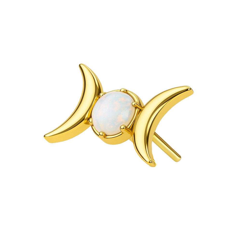 G23 Titanium Opal Jewelled Celestial Moon Phase Threadless Top