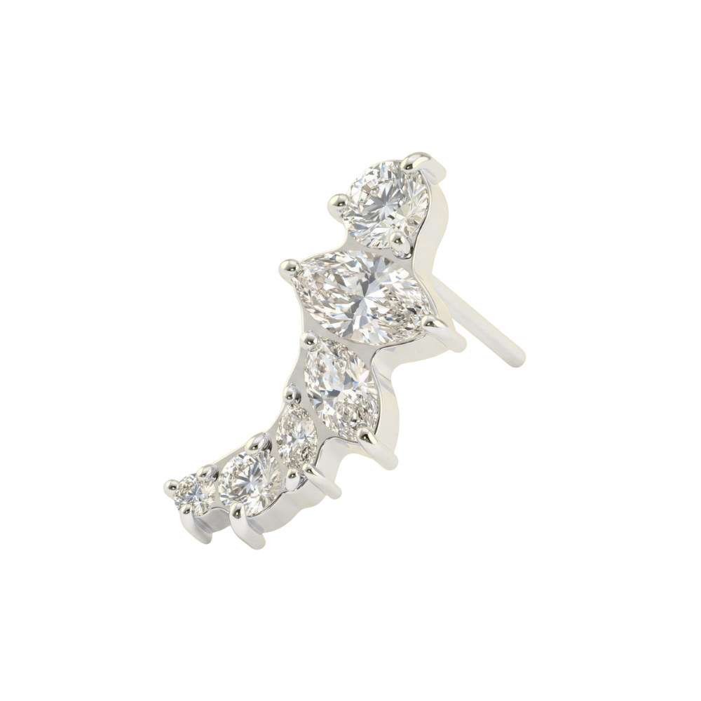 G23 Titanium Triple Curved Marquise & Round Cluster Threadless Labret Accessory Top