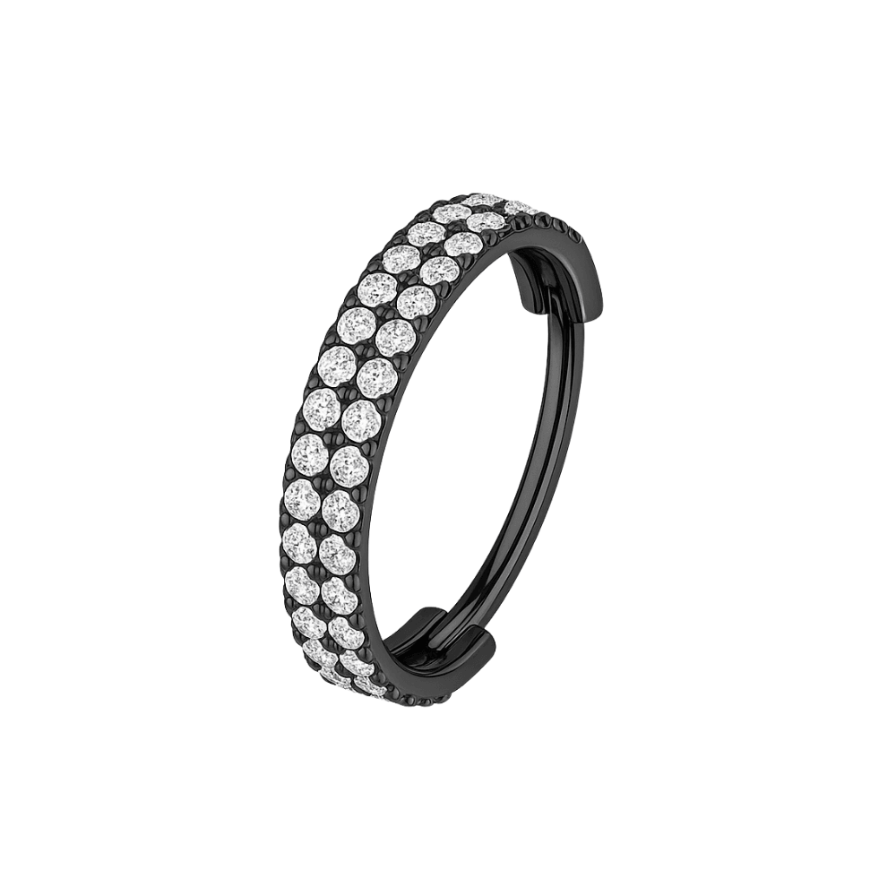 316L Surgical Steel Double Row Crystal Hinged Clicker Segment Ring