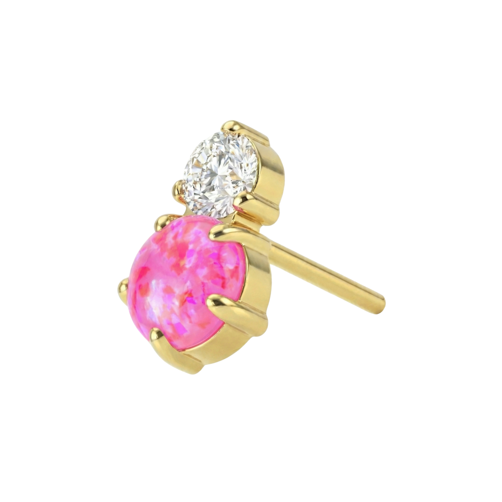 G23 Titanium Opal & CZ Duo Threadless Labret Accessory Top