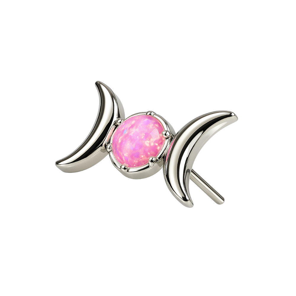 G23 Titanium Opal Jewelled Celestial Moon Phase Threadless Top