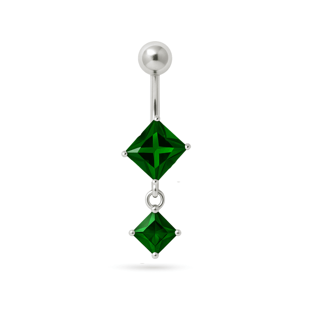 925 Sterling Silver Fancy Dangling SS Banana Bar Belly Ring