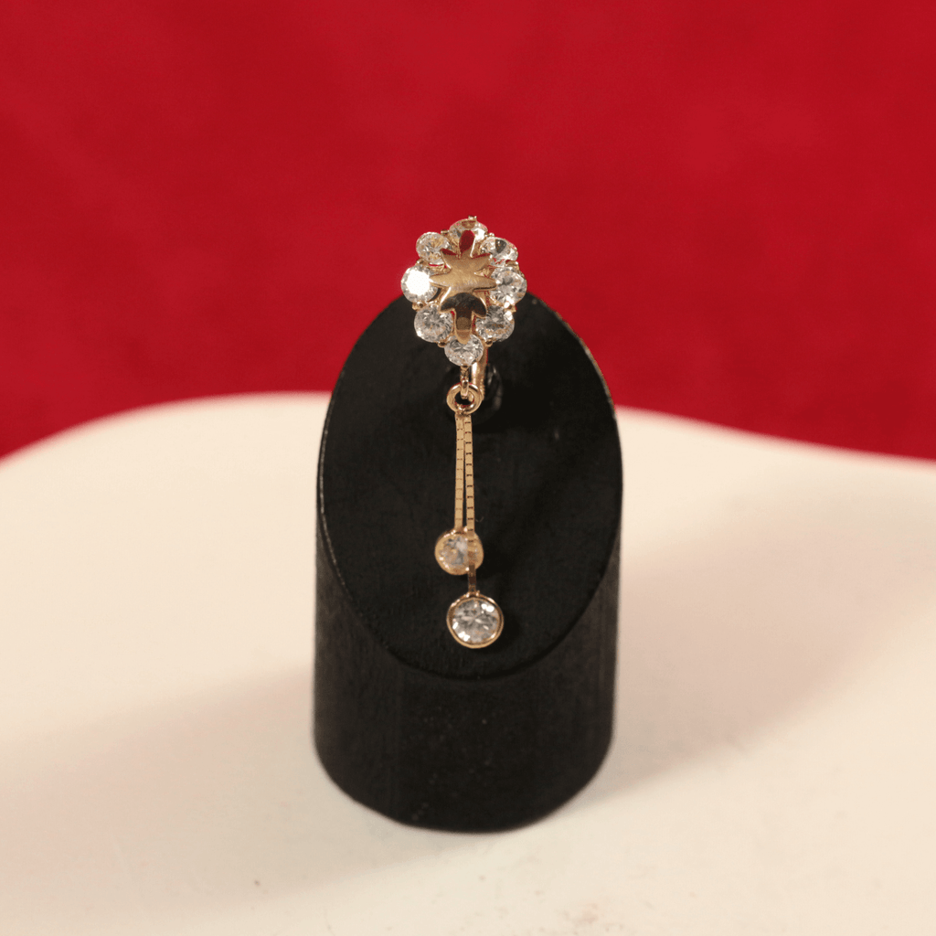 14K Gold Studded Danglers Belly Ring