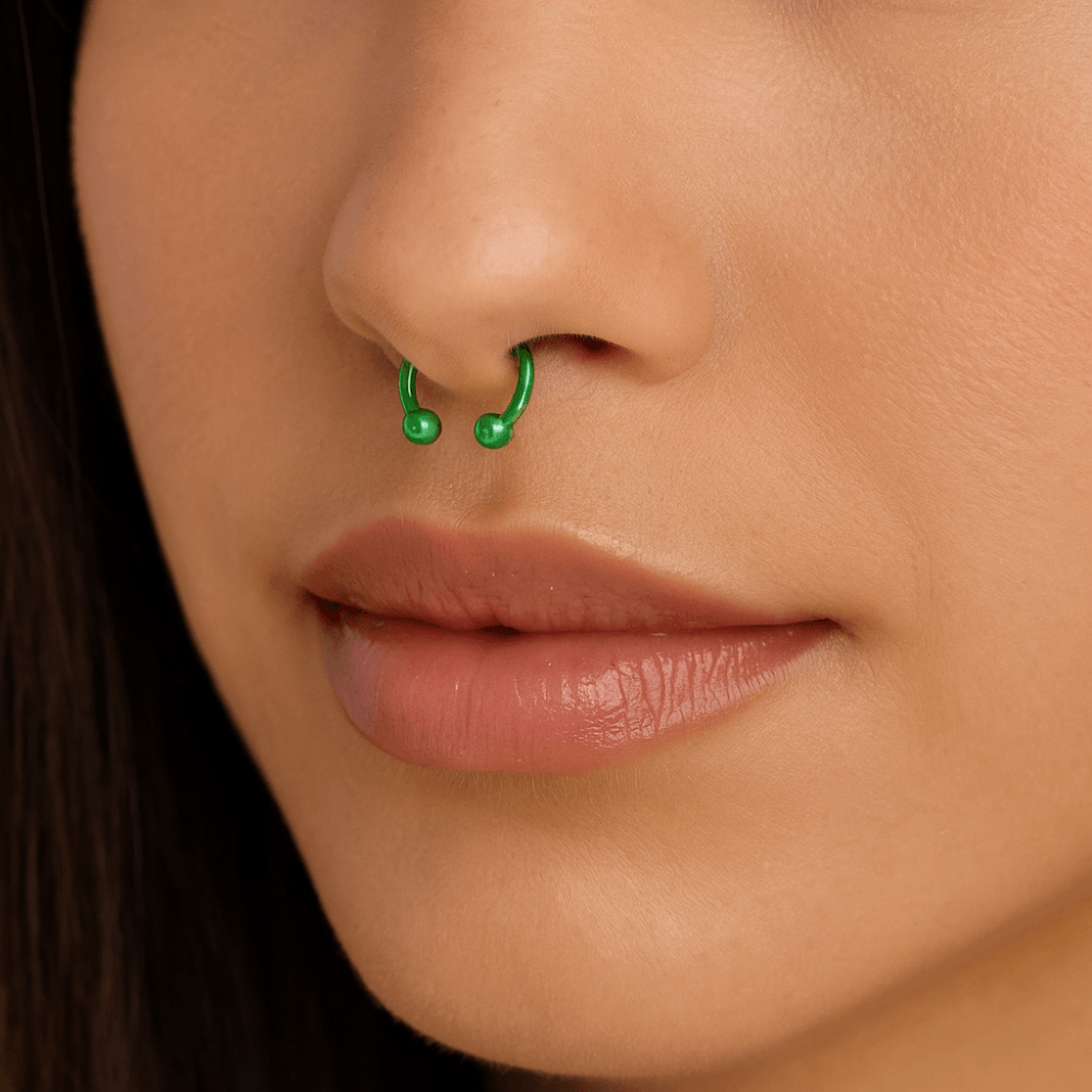 316L Surgical Steel Green Horseshoe CBB with Ball