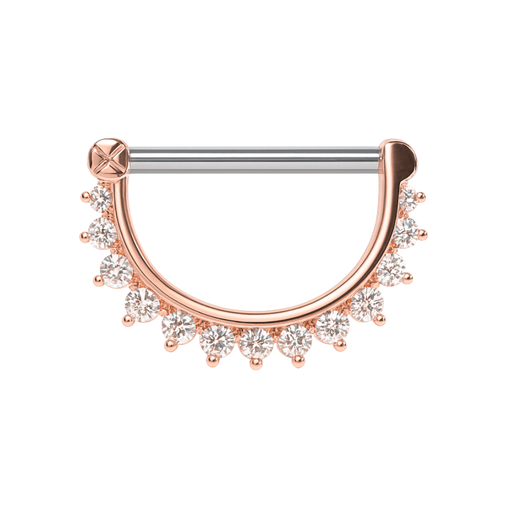 316L Surgical Steel Jewelled Round CZ Nipple Clicker Piercing Jewelry