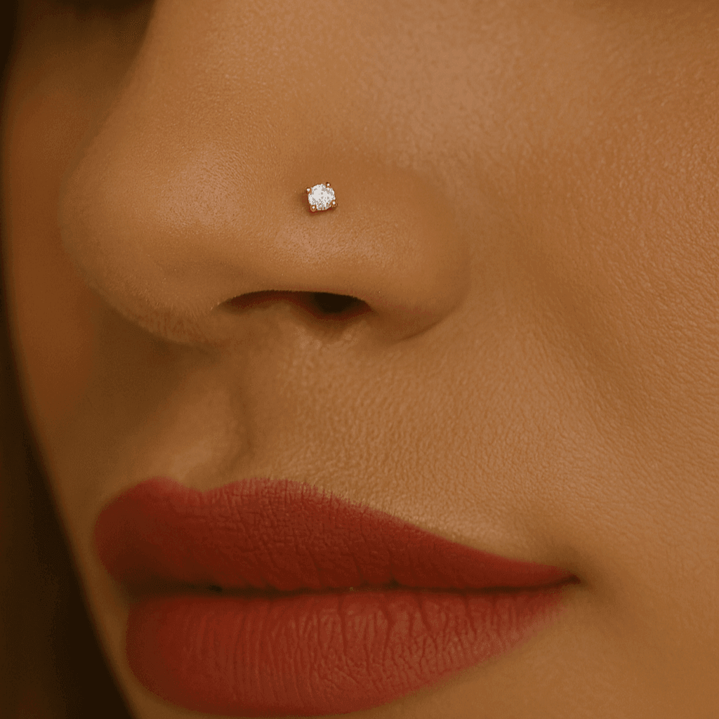 9K Gold CZ Jewelled Straight Nose Stud