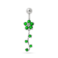 925 Sterling Silver Fancy Silver Flower Dangling Belly Ring