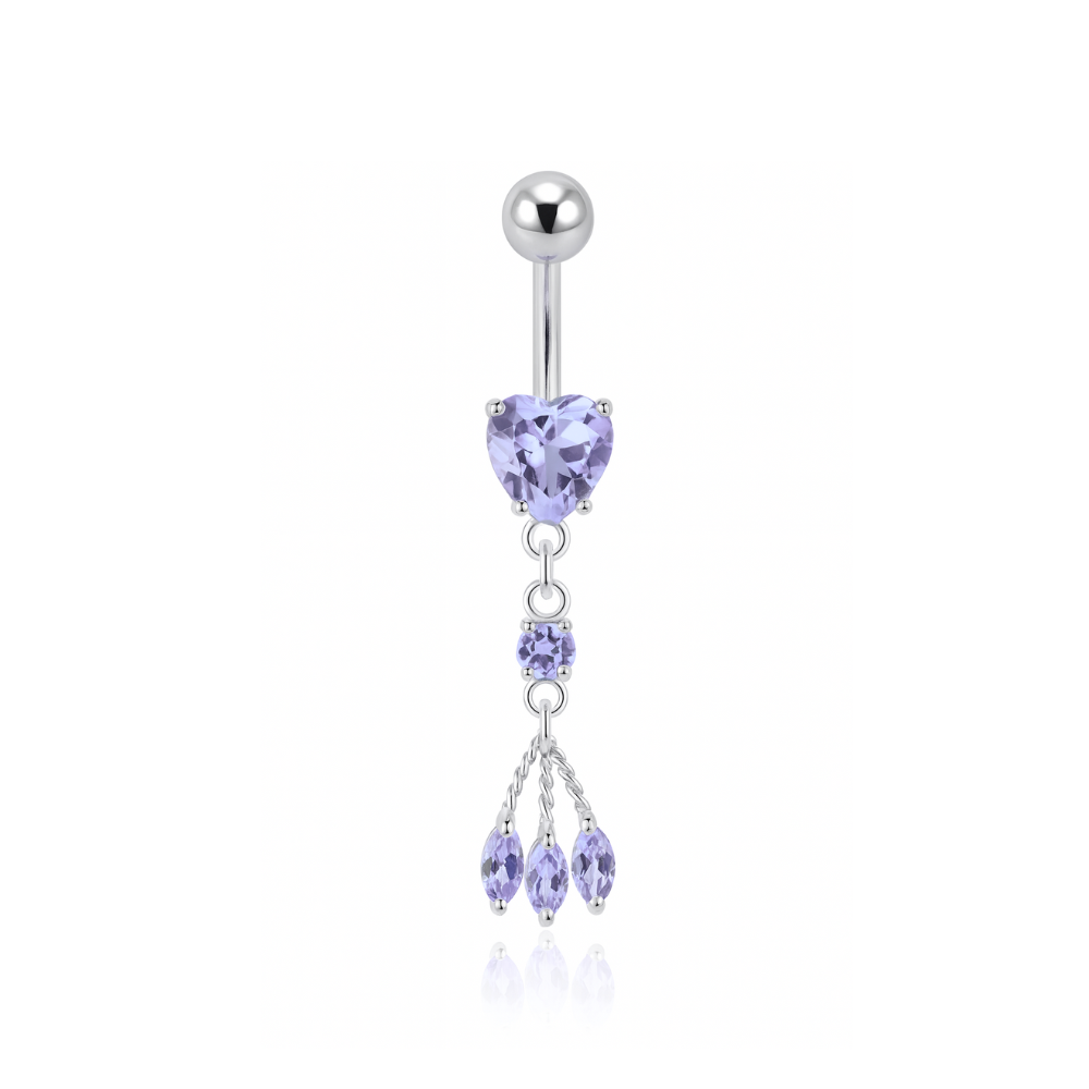 925 Sterling Silver Heart Belly Ring