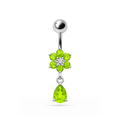 925 Sterling Silver Fancy Flower Silver Dangling With SS Belly Ring