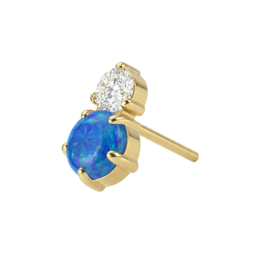 G23 Titanium Opal & CZ Duo Threadless Labret Accessory Top