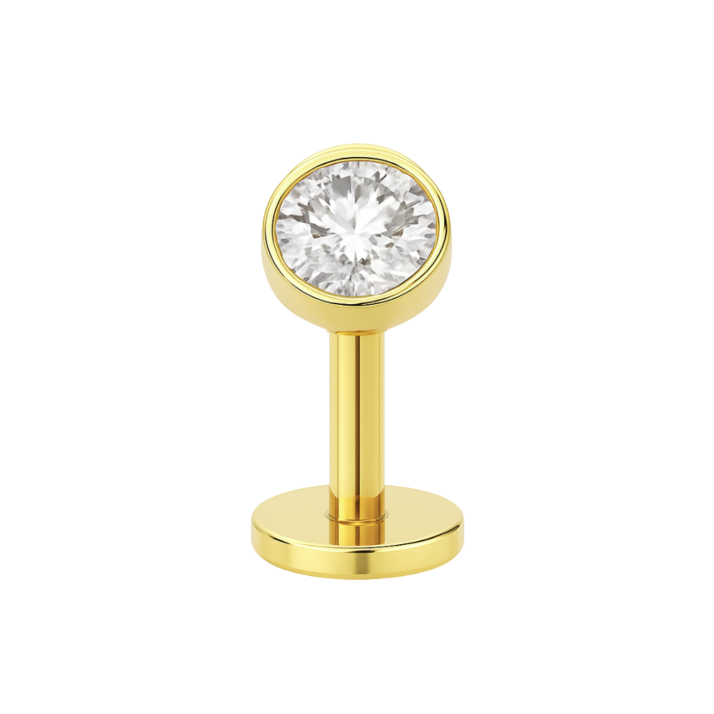 G23 Titanium Round CZ Jewelled Threadless Floating Belly Ring