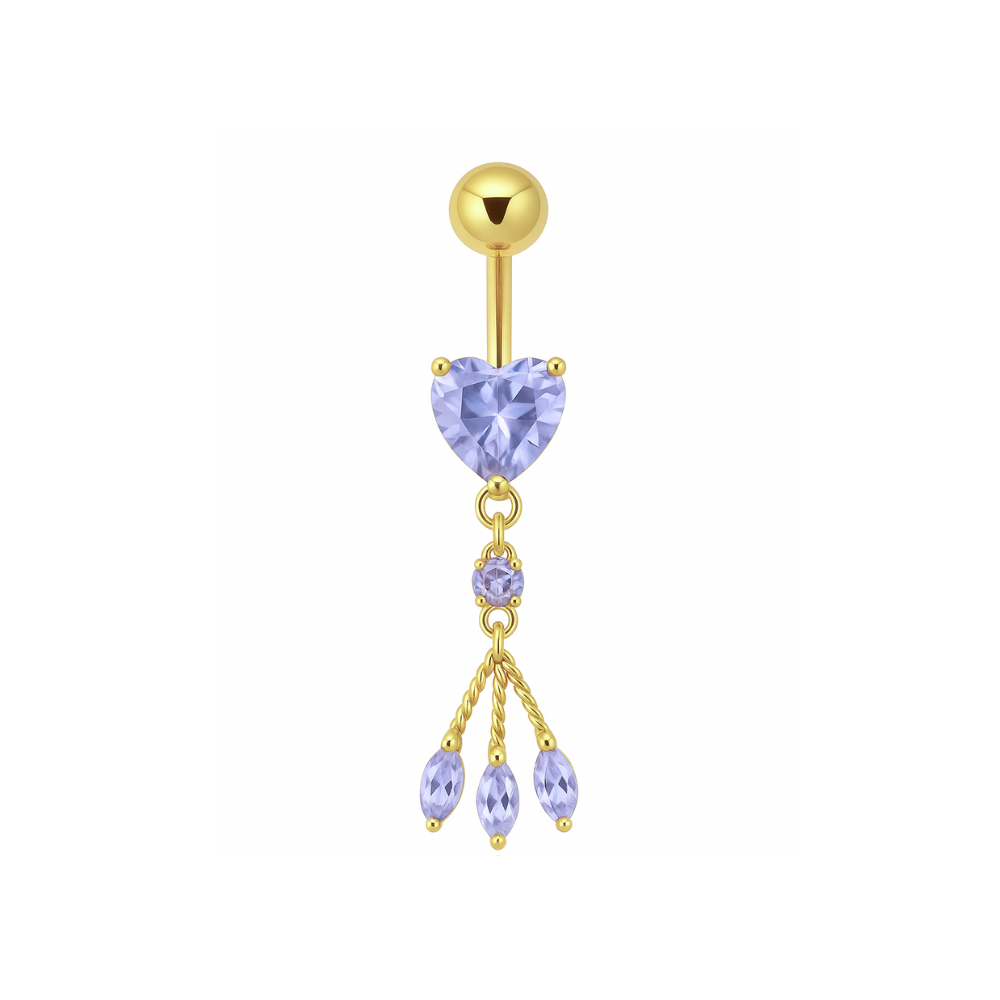 925 Sterling Silver Heart Belly Ring
