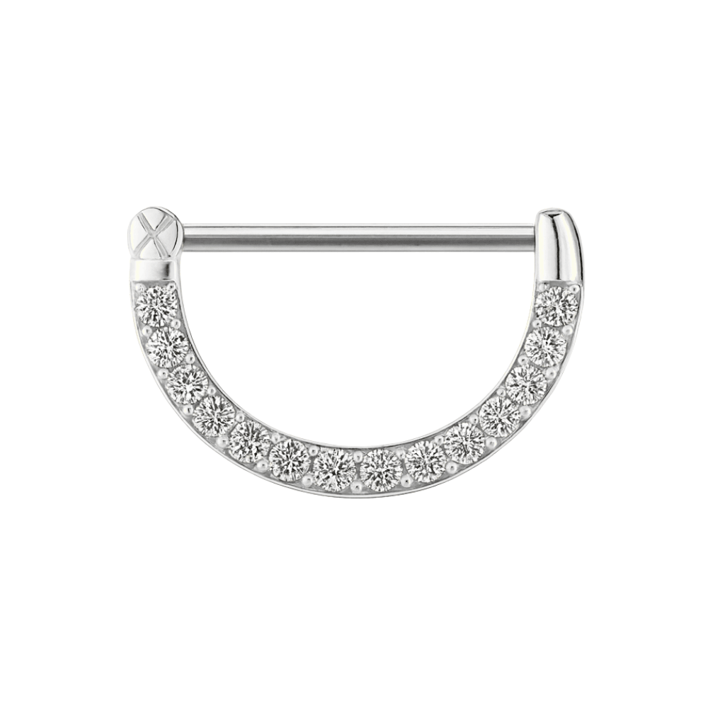 316L Surgical Steel Multi Round Jewelled CZ Nipple Clicker Ring