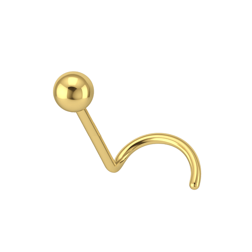 14K Gold Plain Bead Ball Top Nose Screw