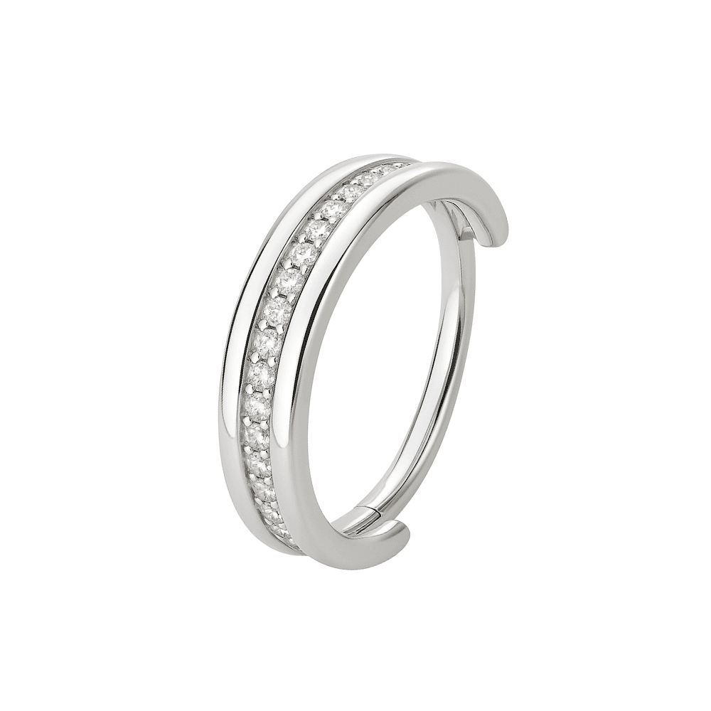 316L Surgical Steel Center Jewelled Hinged Segment Clicker