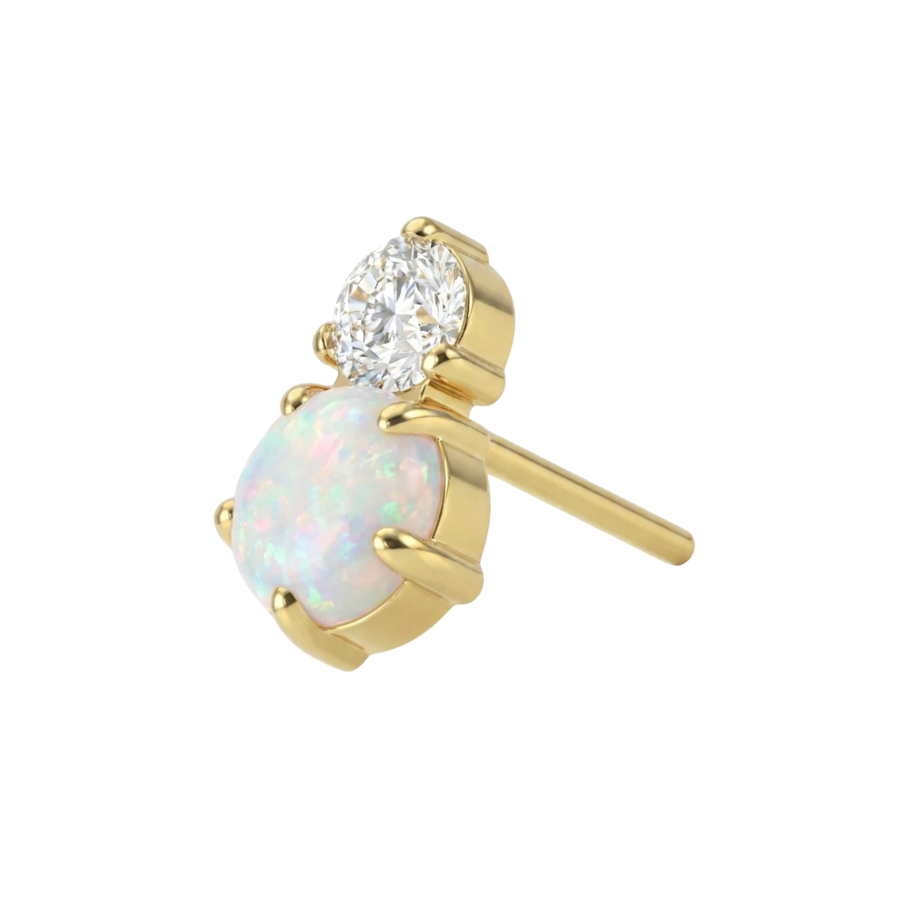 G23 Titanium Opal & CZ Duo Threadless Labret Accessory Top