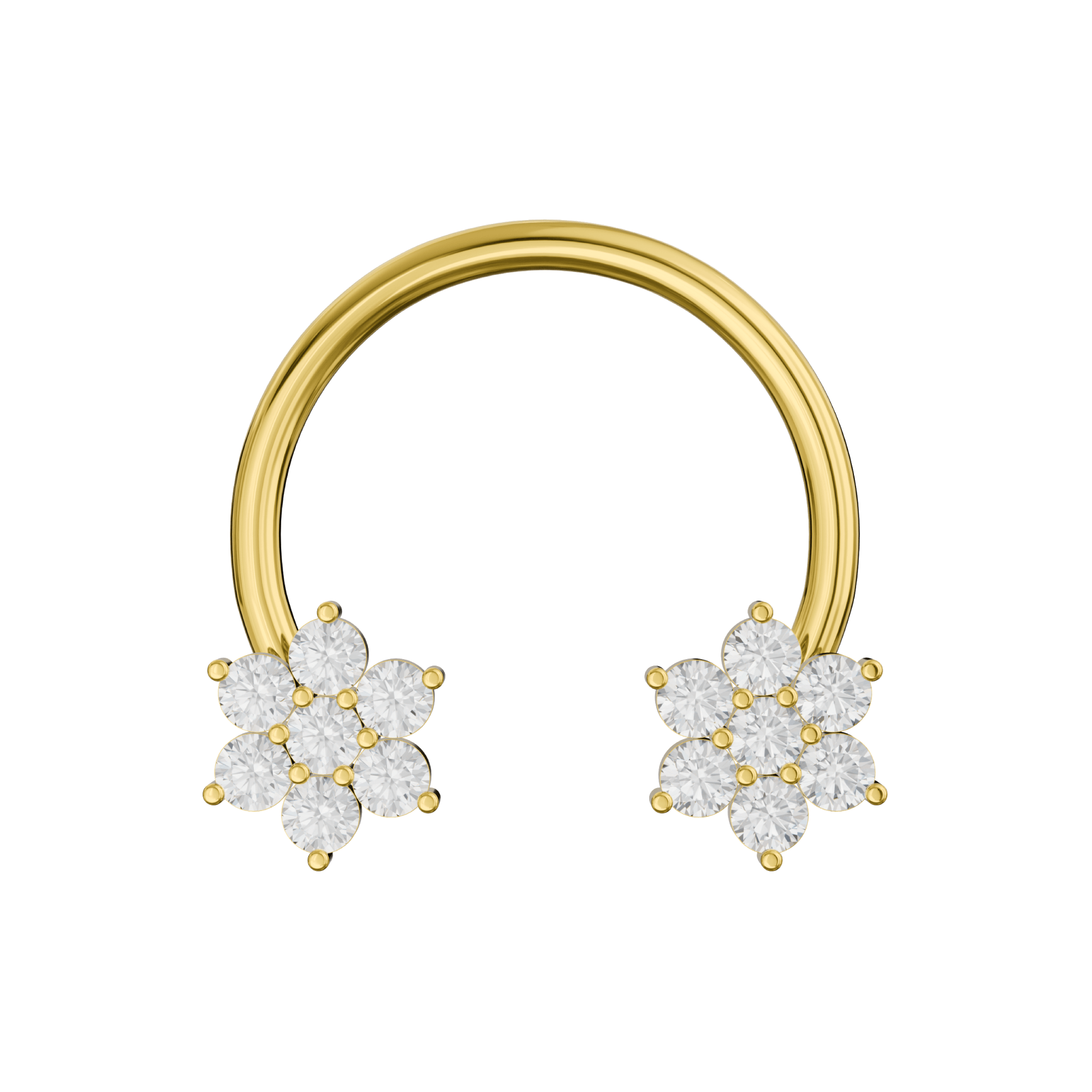 316L Surgical Steel Horseshoe Circular Bar with Floral Flower Septum Piercing