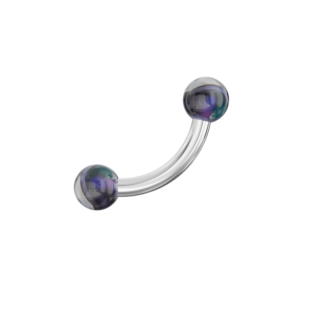 316L Surgical Steel Curved Bar with Trippy Marble UV Ball (Pack of 10)