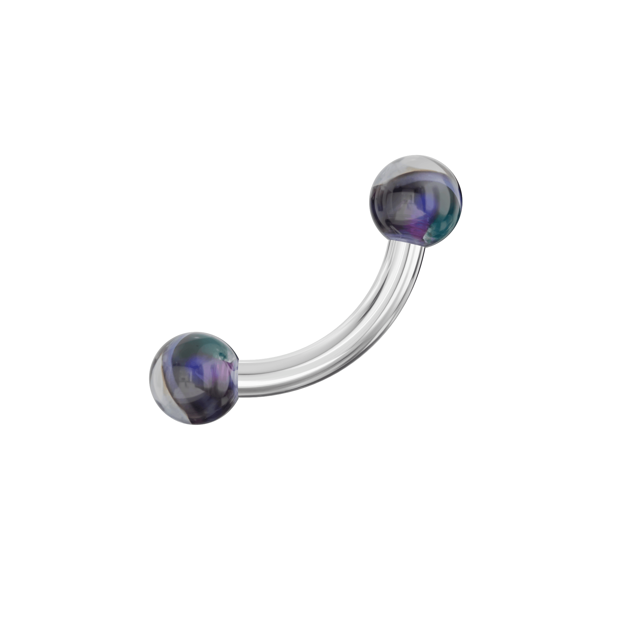 316L Surgical Steel Curved Bar with Trippy Marble UV Ball (Pack of 10)