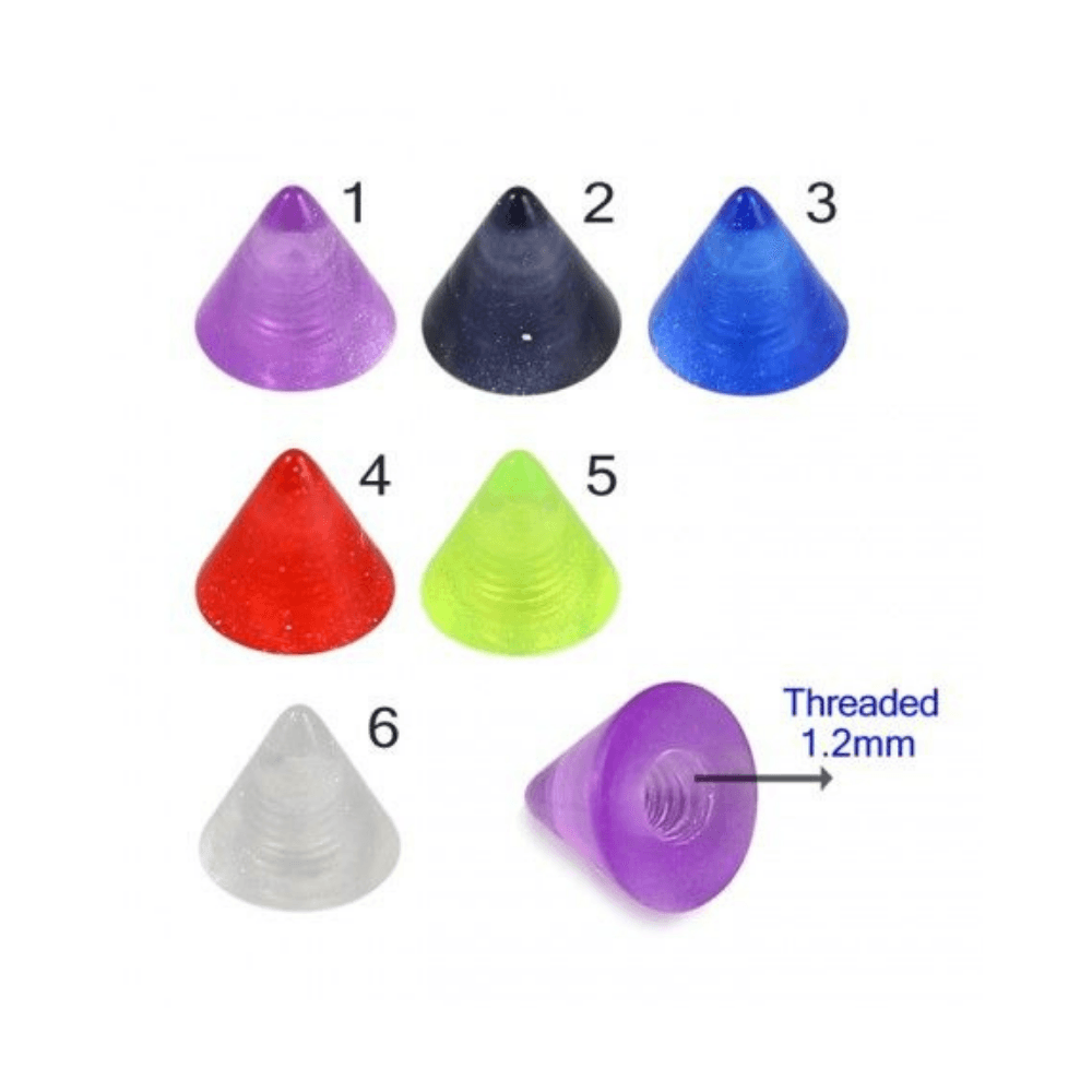 316L Surgical Steel Curved Bar with Glossy UV Cones (Pack of 10)