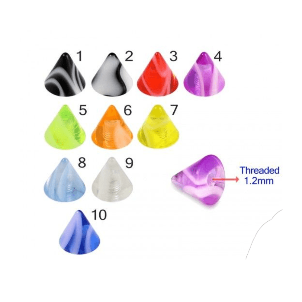 316L Surgical Steel Curved Bar with Wavy Stripes UV Cone (Pack of 10)