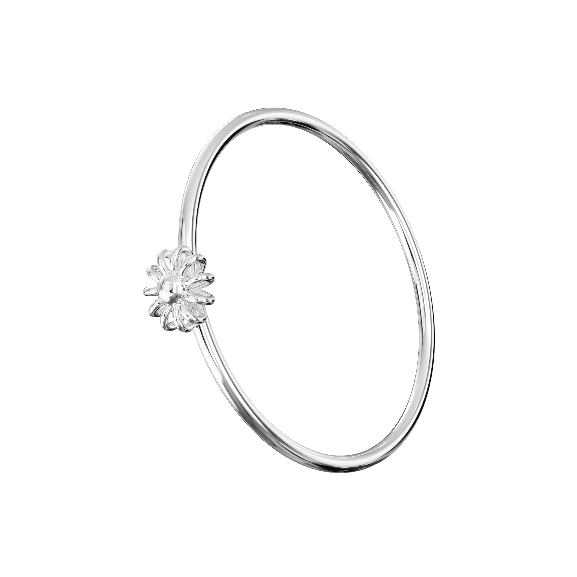 925 Sterling Silver Flower Open Hoop BCR Ring