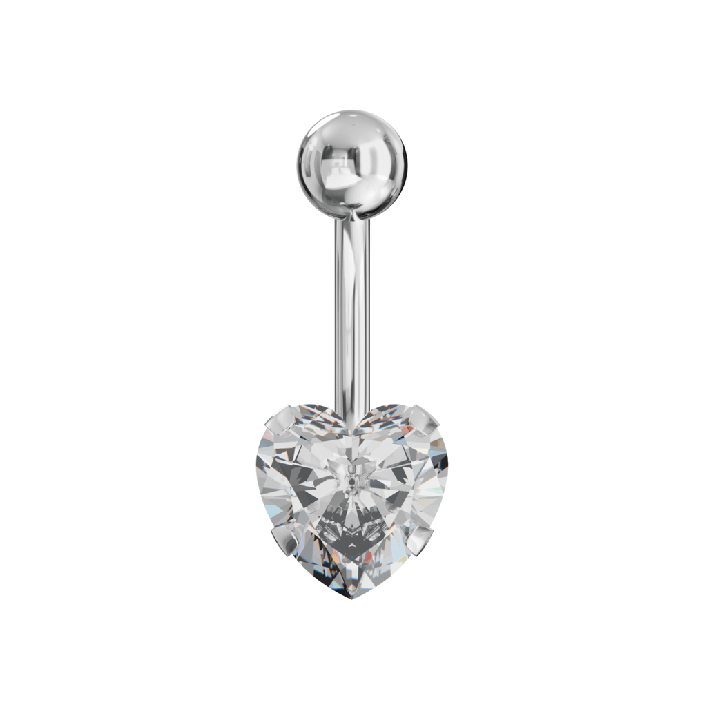 316L Surgical Steel Studded Heart Belly Ring