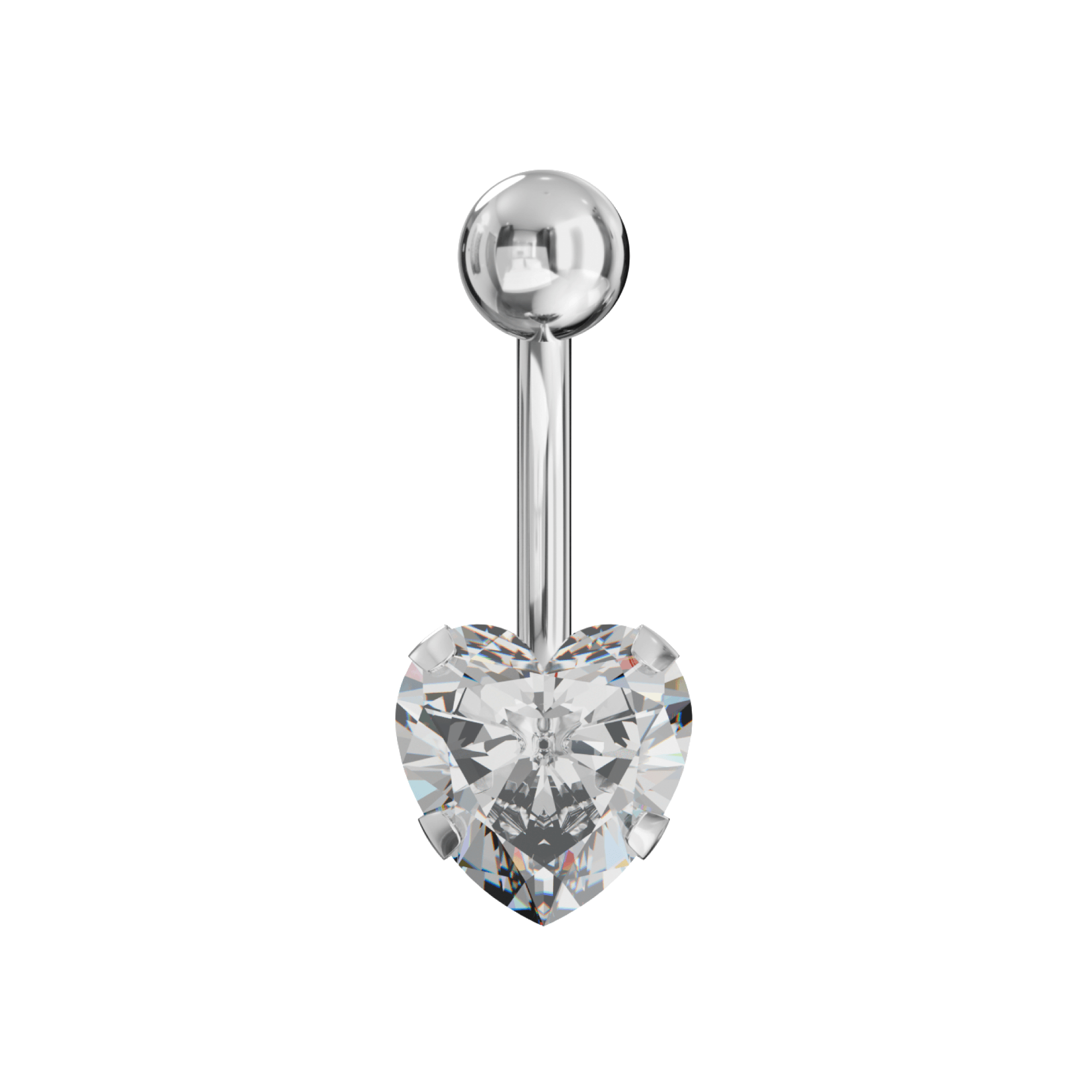 316L Surgical Steel Studded Heart Belly Ring