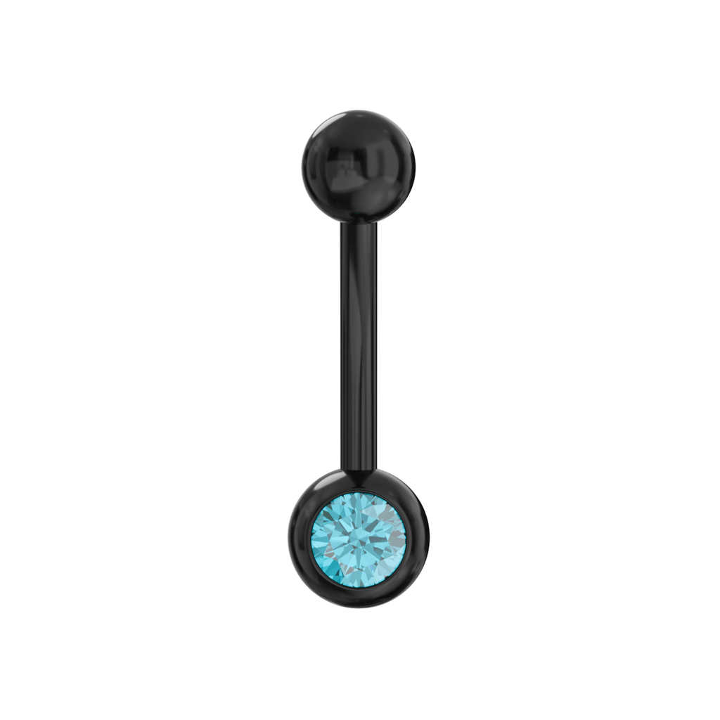 316L Surgical Steel Black Cubic Zirconia Studded Belly Ring