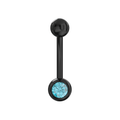 316L Surgical Steel Black Cubic Zirconia Studded Belly Ring