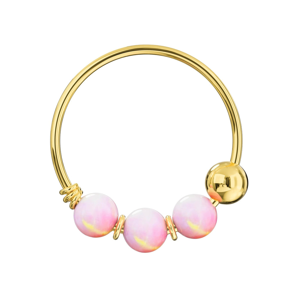 14K Gold Opal Stones Hoop Nose Ring