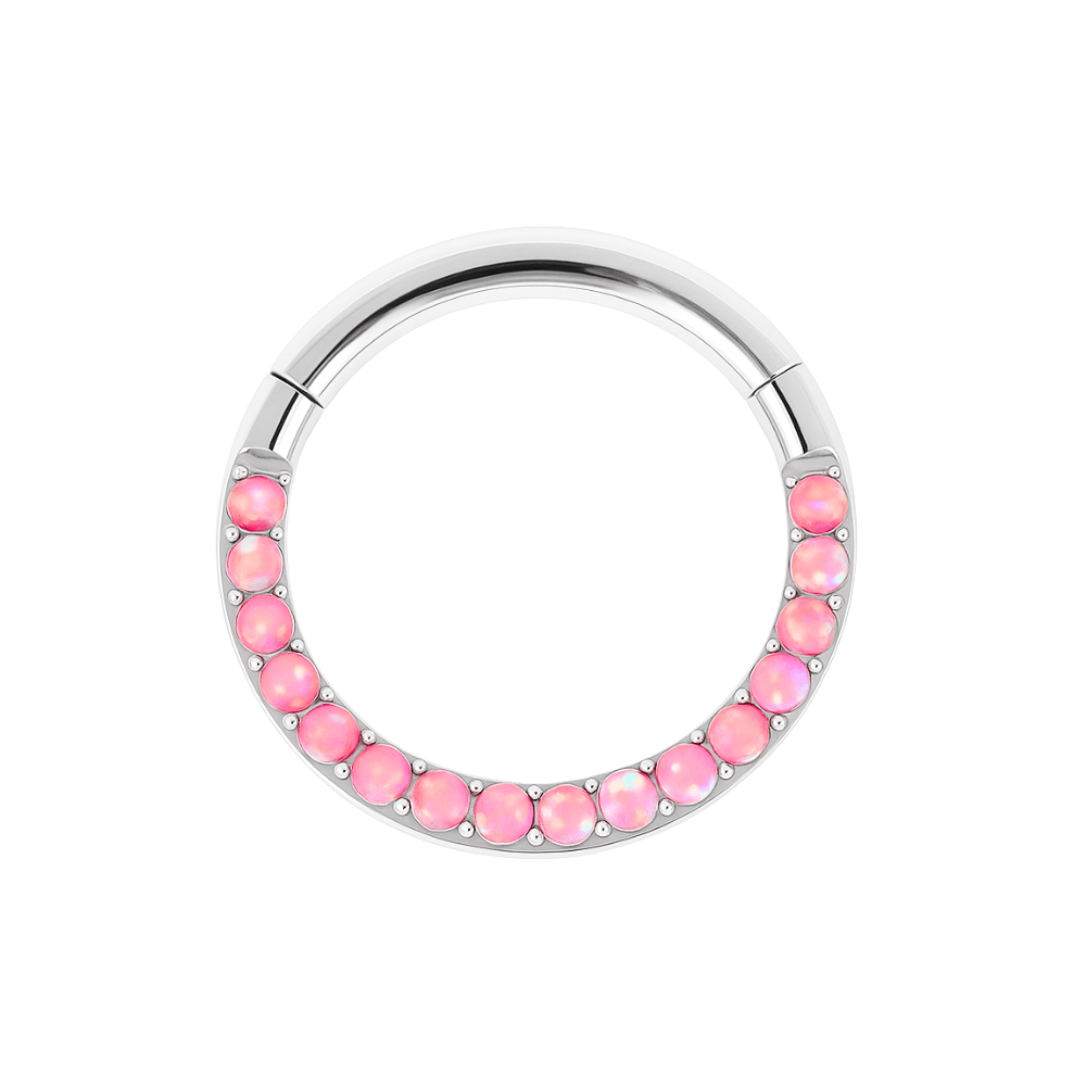 316L Surgical Steel Opal Studded Hinged Clicker Segment Ring