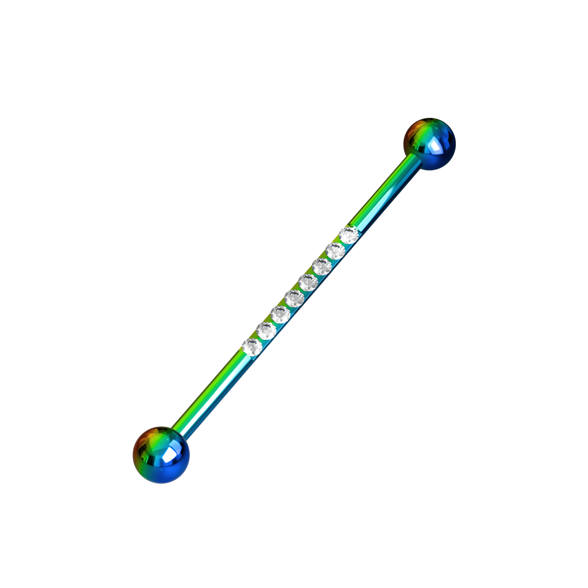 316L Surgical Steel 8 Cubic Zirconia Jewelled Industrial Barbell