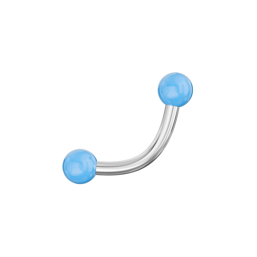 316L Surgical Steel Curved Bar with Basic UV Balls (Pack of 10)
