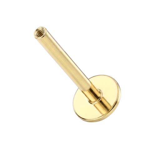 14K Gold Internal Thread Flatback Labret Bar
