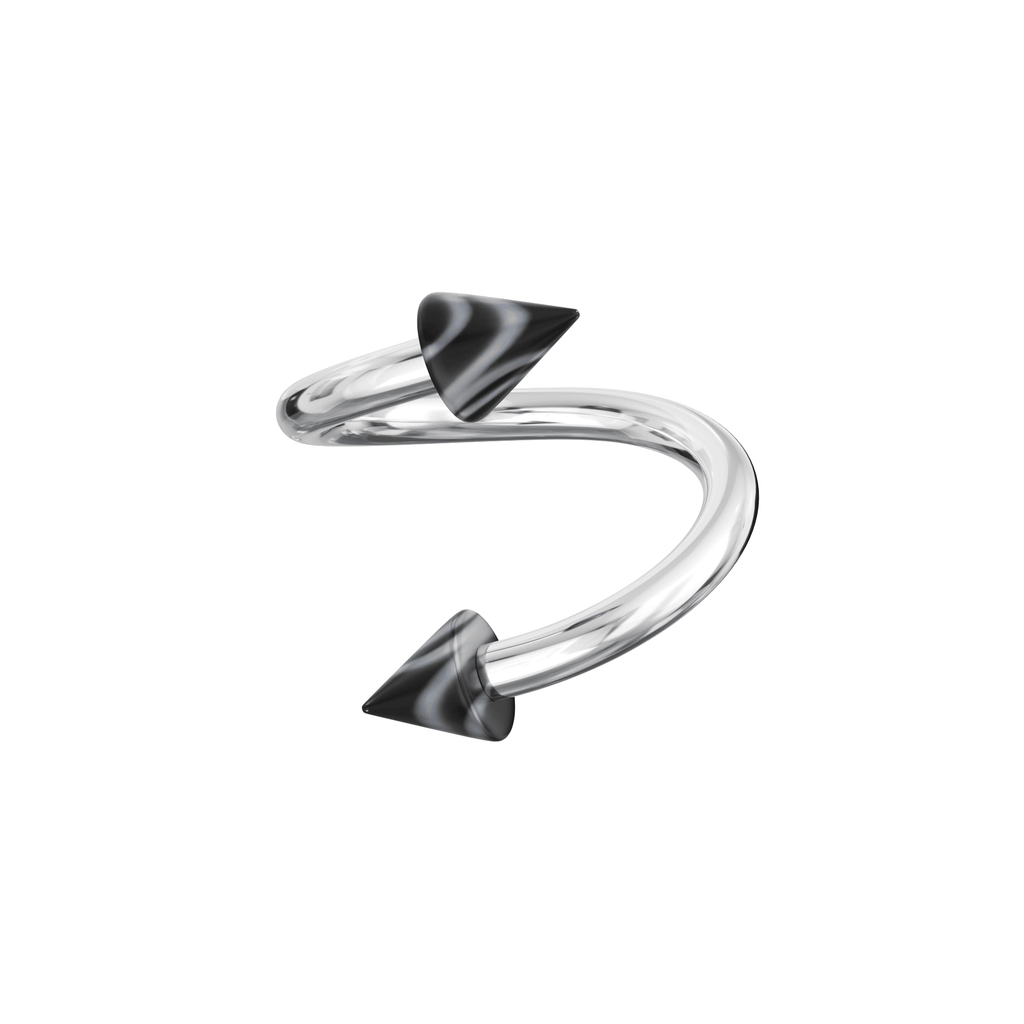 316L Surgical Steel Twisted Barbell With Marble UV Cones (Pack of 10)